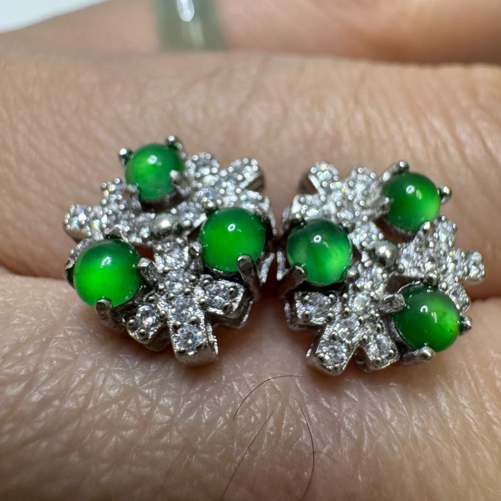 Elegant Silver and Green Gemstone Earrings
